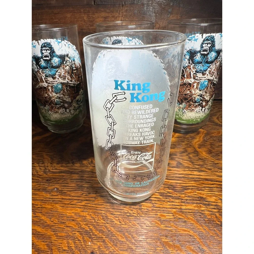 Vintage 1976 King Kong Coca-Cola Glasses Set of 4 Limited Edition Burger Chef